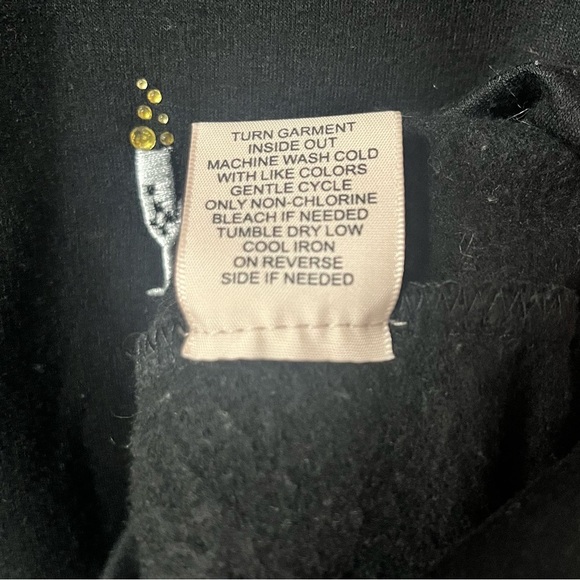 philosophy crewneck sweater champagne toast black embroidered rhinestone bubbles - Picture 3 of 11